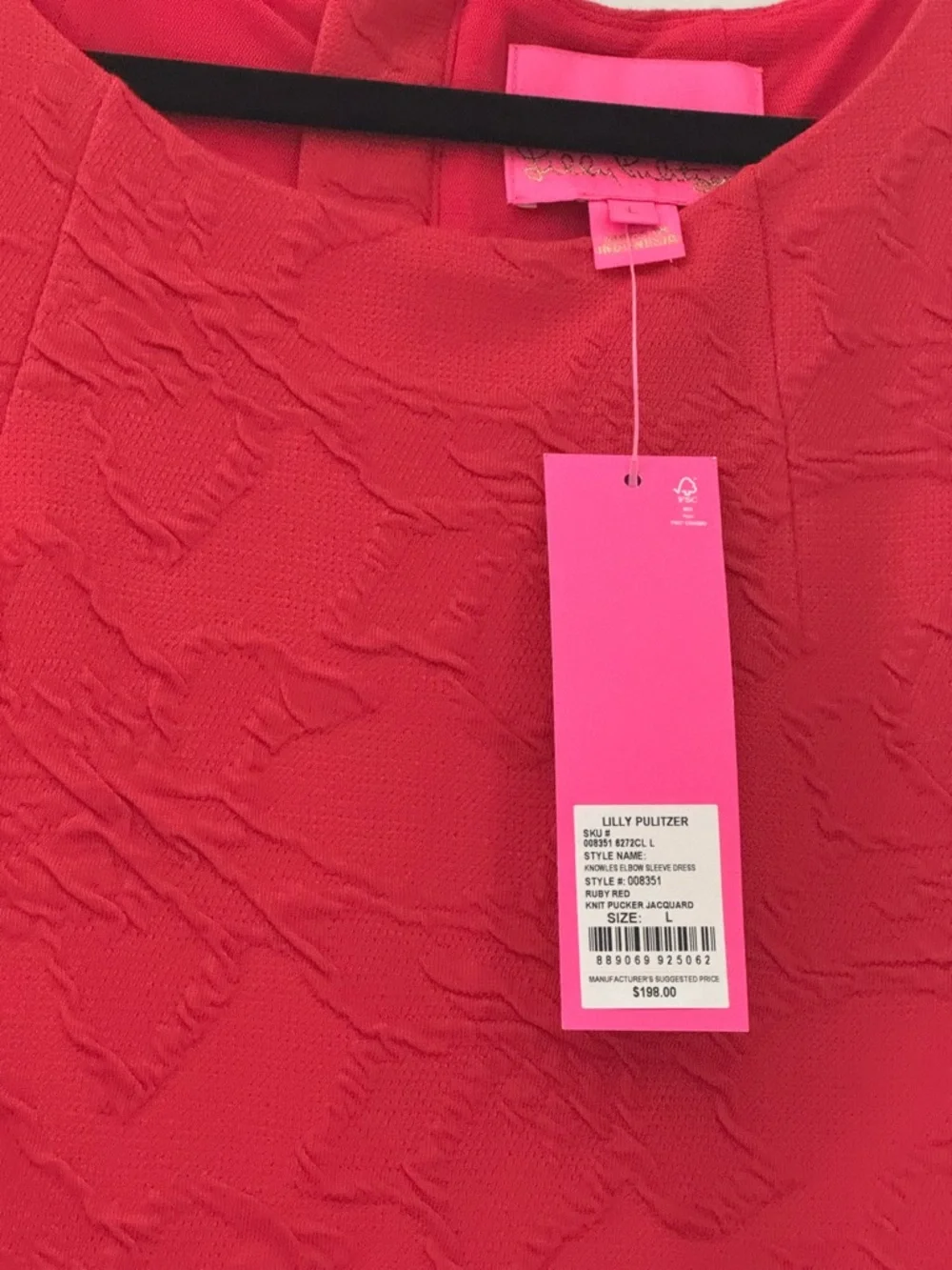 LILLY PULITZER KNOWLES DRESS RUBY RED NWT L - Picture 3 of 3